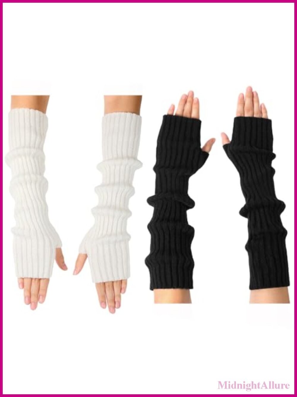 Women's Long Stretchy Fingerless Arm Warmers with Thumb Hole Knit